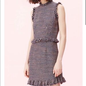 New Rebecca Taylor Ruffle Tweed Peplum Dress